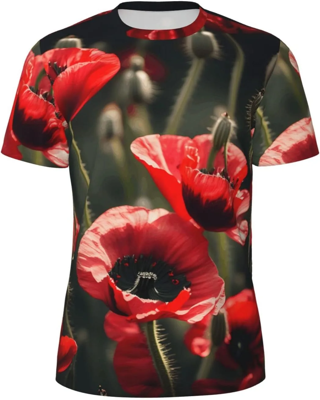 

Футболка мужская с принтом красного мака, летняя, для тренировок MyPiky
