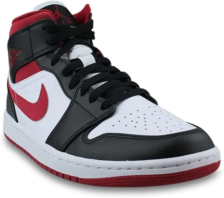 Кроссовки Air Jordan 1 Mid, Nike, цвет White White Gym Red Black — фото 4