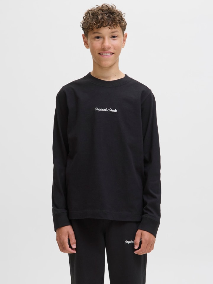 JACK & JONES Junior Черная футболка с длинными рукавами — фото 2