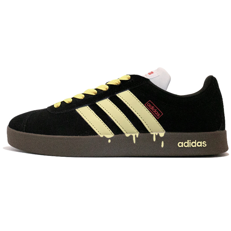 

Adidas VL COURT 2.0 Lifestyle Milk Cheeses Abrasion Resistant Low top Skateboard Shoes Unisex Black Yellow