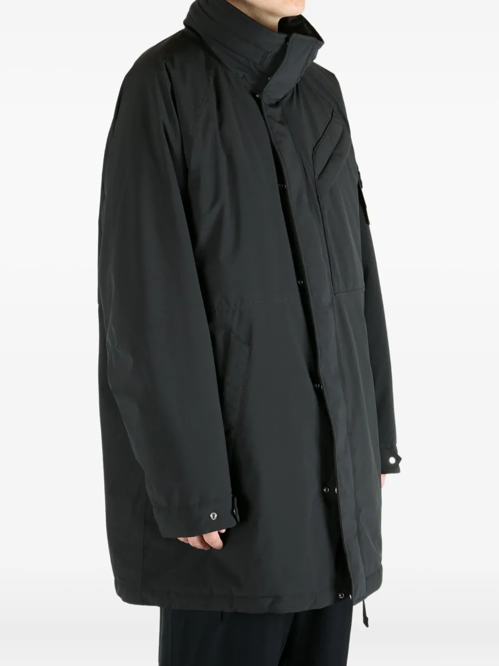 Пальто с высоким воротом и накладными карманами Stone Island, черный — фото 3