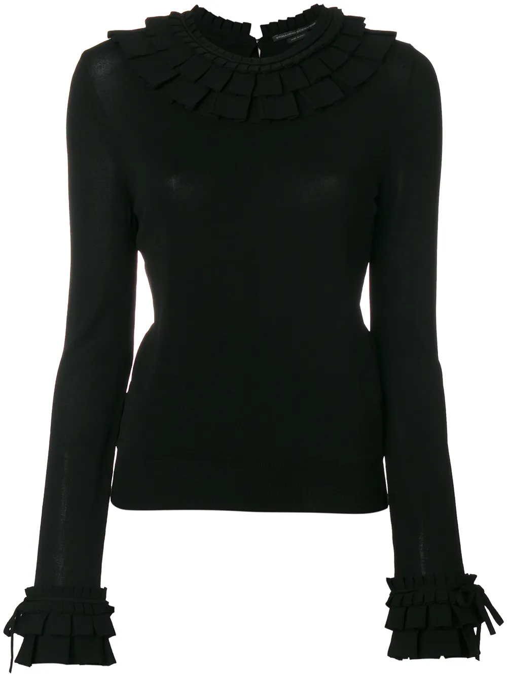 

Свитер с оторочкой из оборок Ermanno Scervino, черный