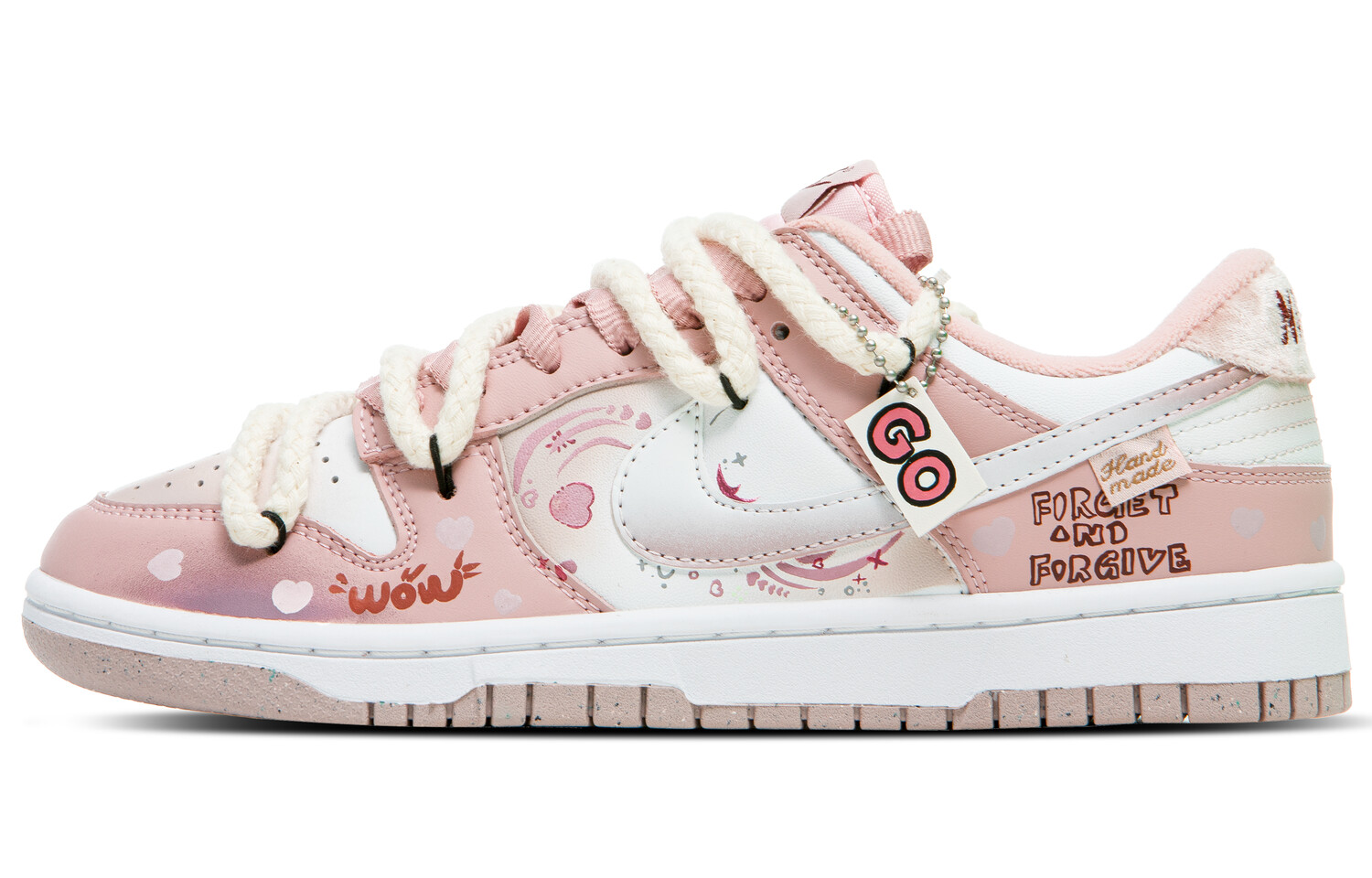 

Кроссовки Nike Dunk Skateboarding Shoes Women's Low-top White/pink/black, белый