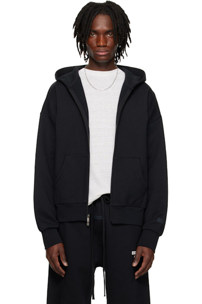 

Черная классическая толстовка с капюшоном на молнии Fear of God ESSENTIALS