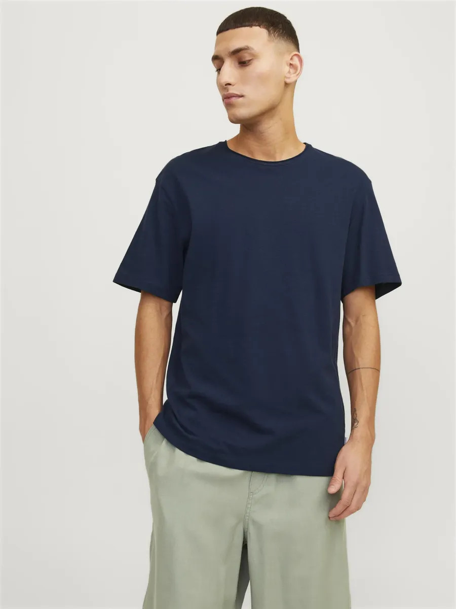 

Футболка Jack & Jones "JJESUMMER ЛЬНЯЯ ФУТБОЛКА SS O-NECK LN", синий