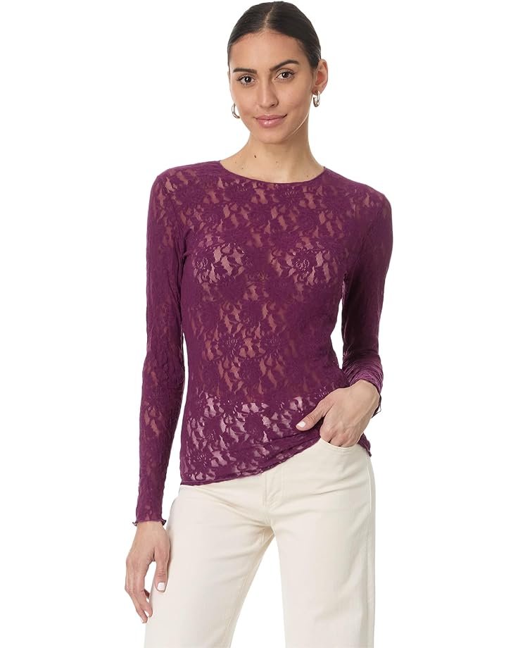 

Топ Hanky Panky Signature Lace Unlined Long Sleeve Top, цвет Sugar Plum