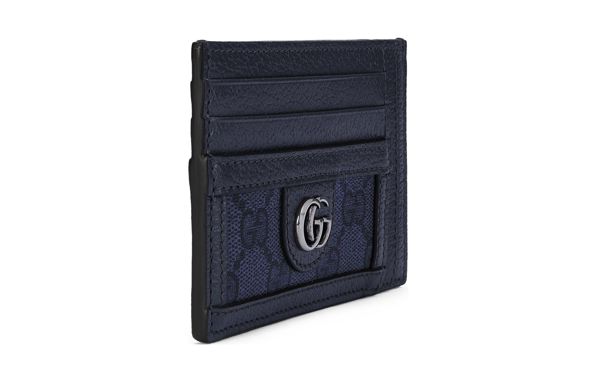GUCCI Кожаный картхолдер Ophidia Canvas мужской синий и тёмно-синий — фото 2