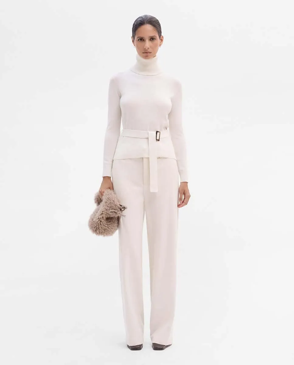 

Женский свитер с поясом и вырезом-лодочка Simorra, светло-бежевый