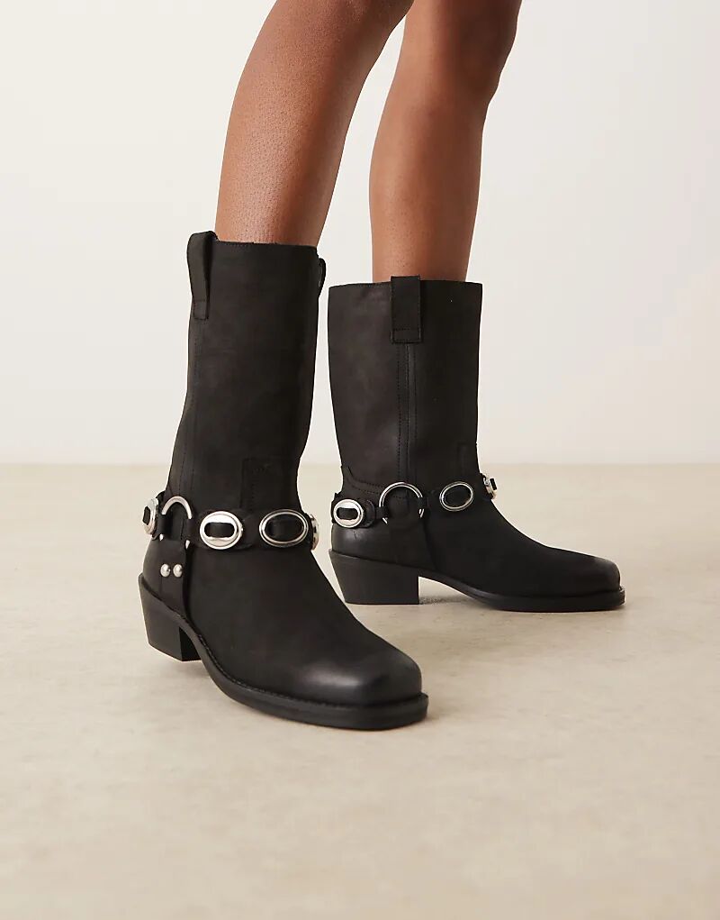 Ботильоны Chase из кожи в стиле бохо из черного нубука от ASOS DESIGN