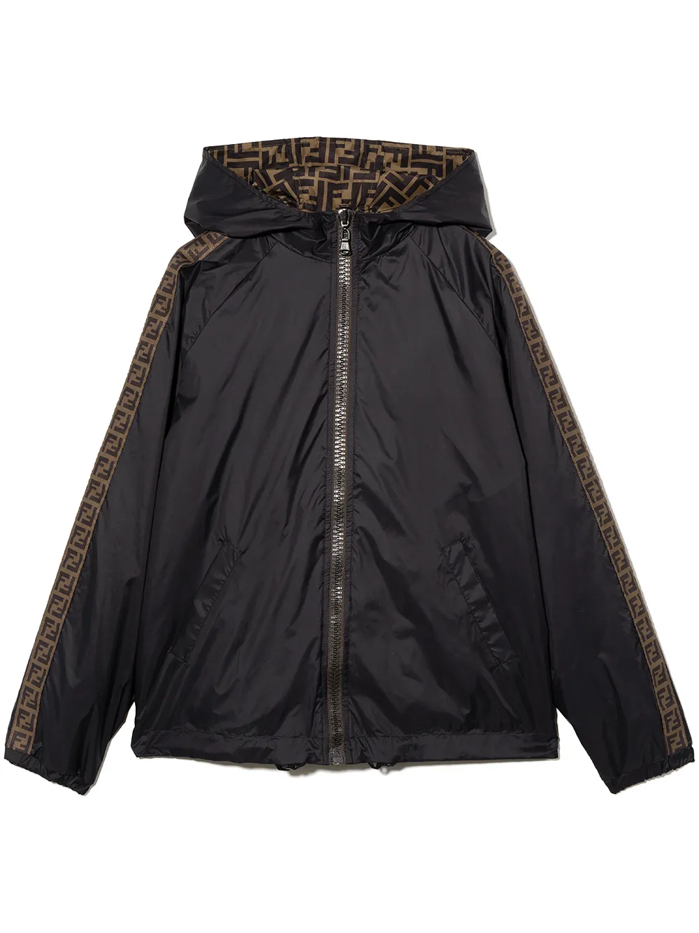 

Двусторонняя куртка с капюшоном и логотипом FF FENDI KIDS, черный