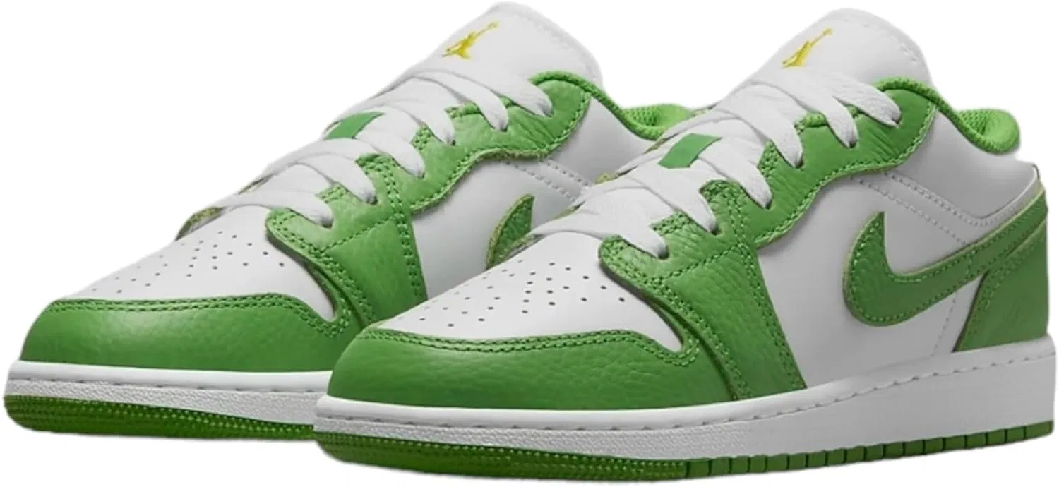 Кроссовки Nike Air Jordan 1 Low для девочек, белый/зеленый — фото 3