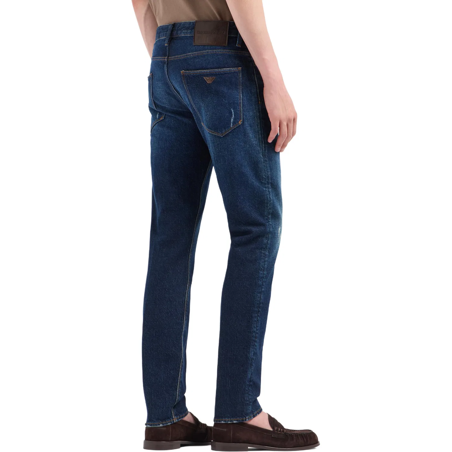 Джинсы J06 Slim fit Washed Stretch denim With Rips And Veining EMPORIO ARMANI, Blue — фото 4