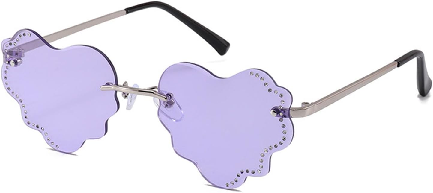 

Женские солнцезащитные очки в форме сердца, модные, без оправы, с металлическим ободком, защита от УФ-излучения UV400. Подходят для защиты от солнца, езды на велосипеде и путешествий Aiulolam, D