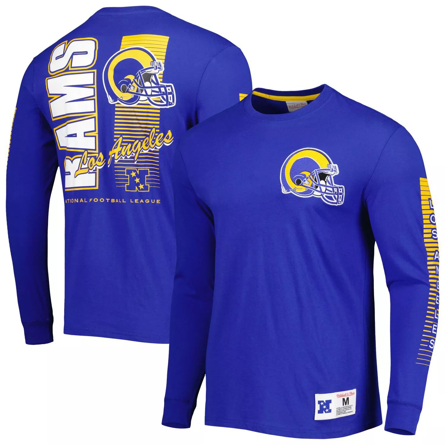 

Мужская модная футболка с длинным рукавом Mitchell & Ness Royal Los Angeles Rams