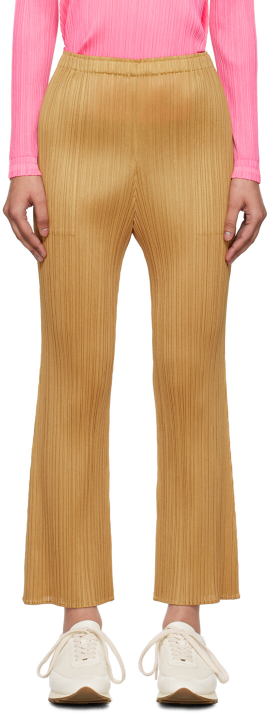 

Желтые ежемесячные цвета майские брюки PLEATS PLEASE ISSEY MIYAKE