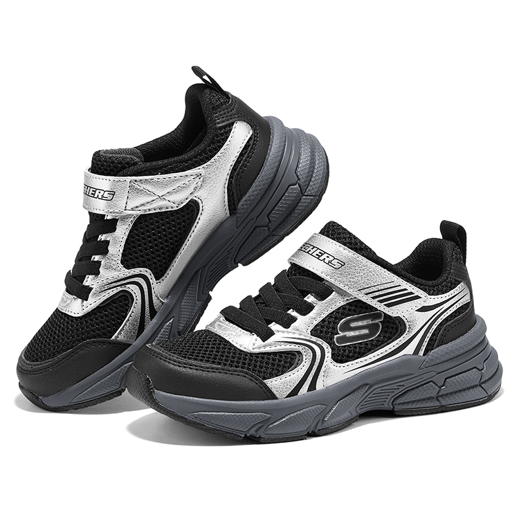 Skechers Kids Мальчиковые устойчивые к истиранию легкие амортизирующие нескользящие низкие детские повседневные кроссовки silver kids' — фото 3