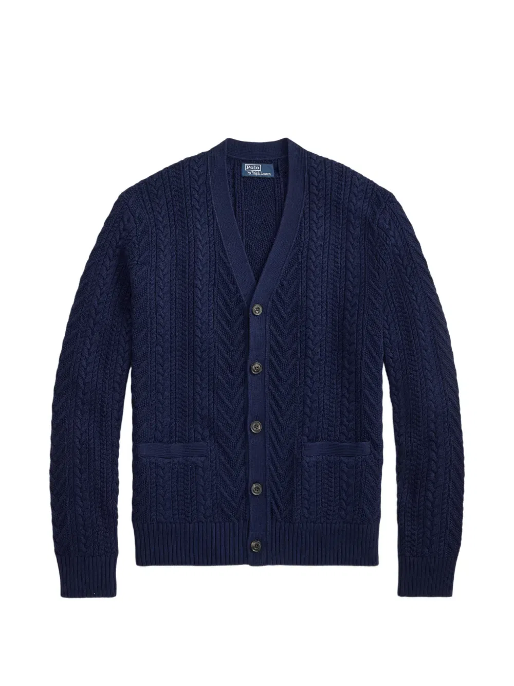 Хлопковый кардиган арановой вязки Polo Ralph Lauren, синий