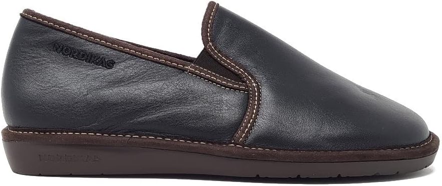 

Мужские удобные мокасины NORDIKAS 663 из натуральной кожи с мягкой подкладкой, похожей на шерсть, свободного кроя, для дома. Сделано в Испании, черный