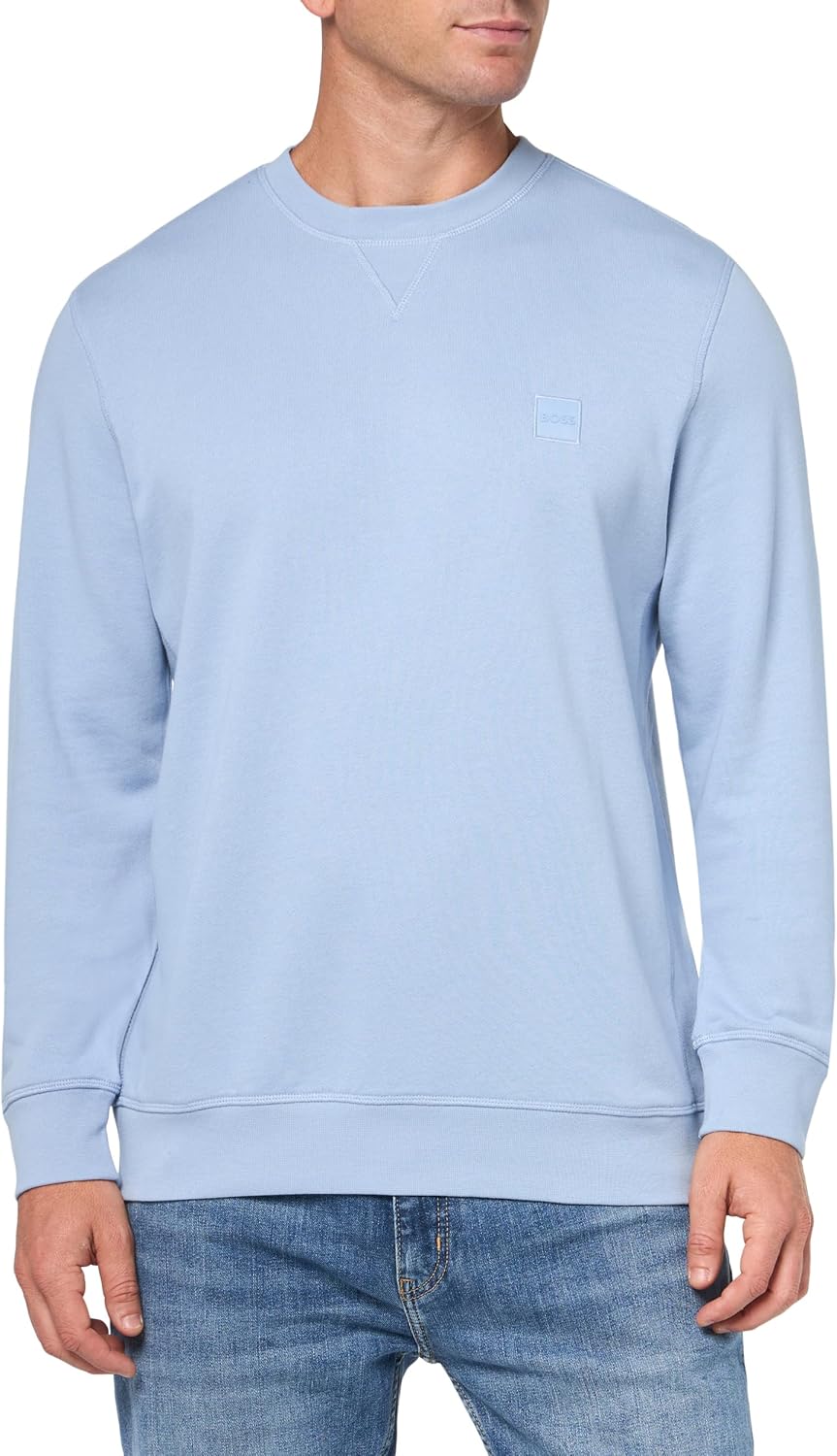 

BOSS мужской свитшот из френч-терри с нашивкой-логотипом, Explorer Blue