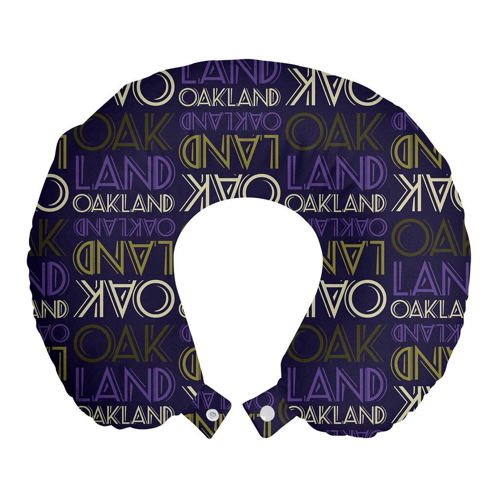 

ABAKUHAUS Oakland Travel Подушка для шеи, повторяющая современные надписи, пенопластовые дорожные принадлежности для самолета и автомобиля, 30x30 см, темно-фиолетовый хаки