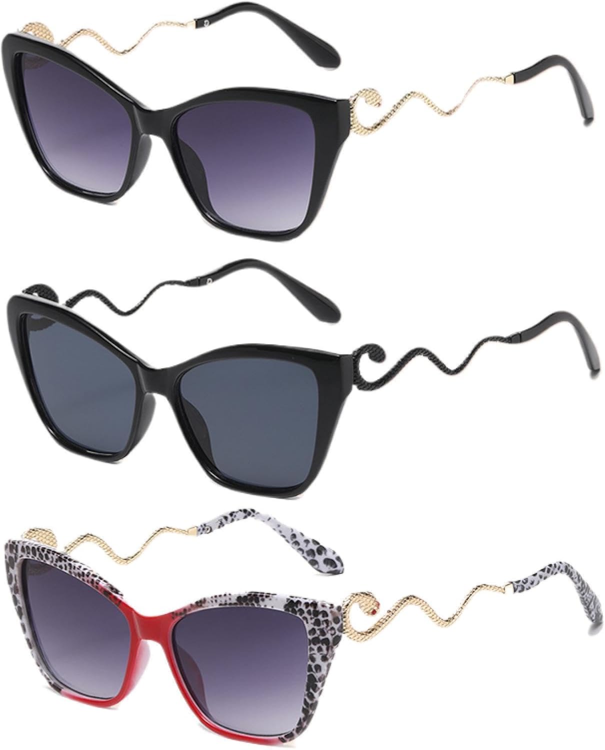 

Солнцезащитные очки с защитой от УФ-излучения UV400 | Градиентная оправа "кошачий глаз" большого размера | Для женщин и мужчин, для занятий спортом на открытом воздухе и вождения DSVIGF, 3pcs Z06a