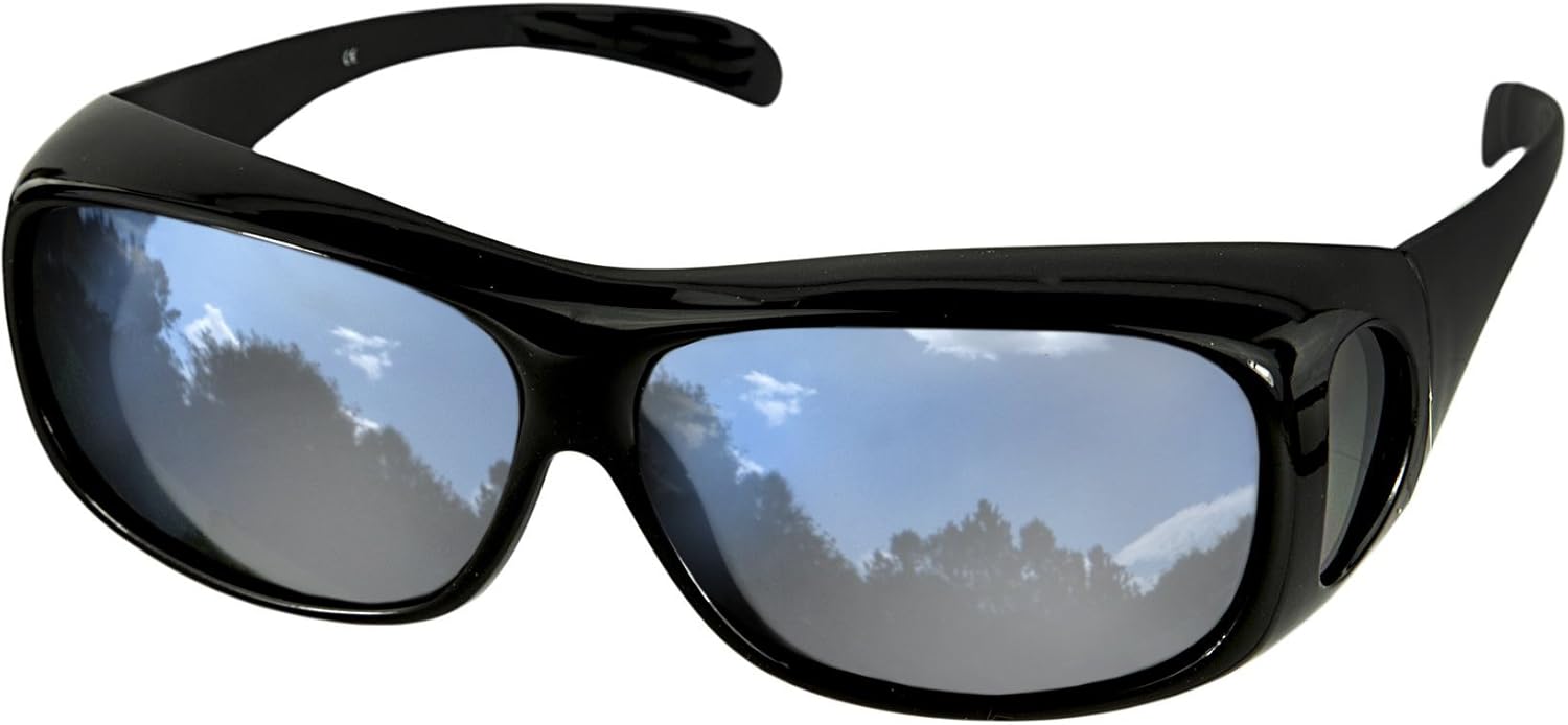 

Солнцезащитные очки LensCovers с поляризованными линзами и обтекаемой формой | Надеваются поверх солнцезащитных очков | Надеваются поверх обычных очков, Large Slim Black Frame With Reflective Lens