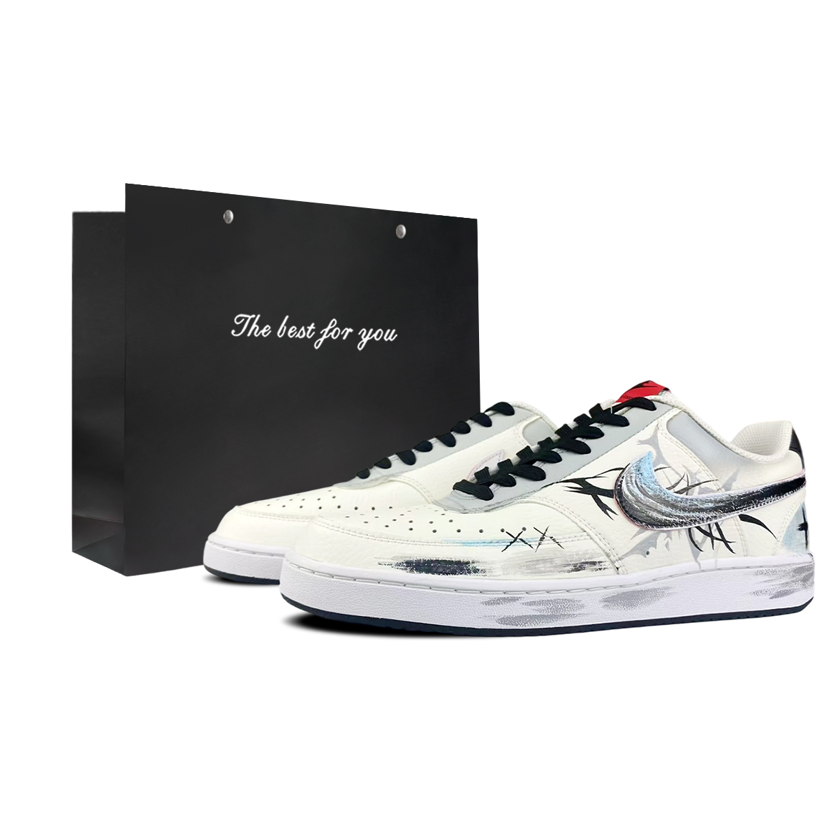 

Nike Кроссовки для скейтбординга Court Vision 1 Low мужские черно-белые