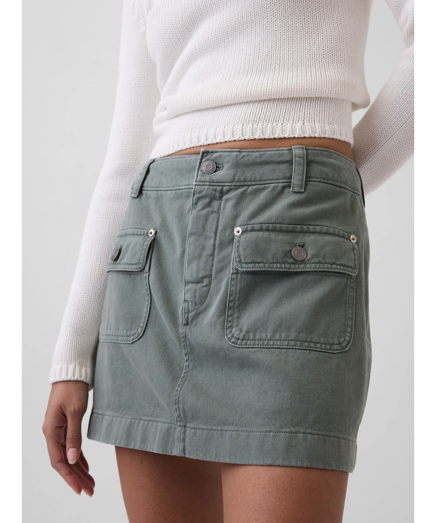 Женская юбка-карго миди Mid-Rise Cargo Skirt GAP зелёная