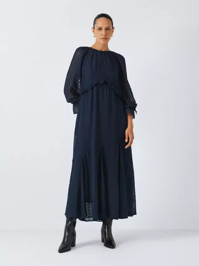 

Платье John Lewis Dobby Frill Maxi, темно-синий