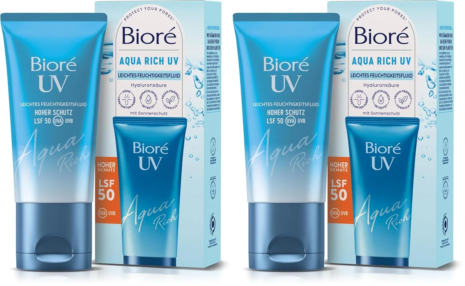 Легкий увлажняющий флюид для лица Biore Aqua Rich UV SPF 50 Bioré