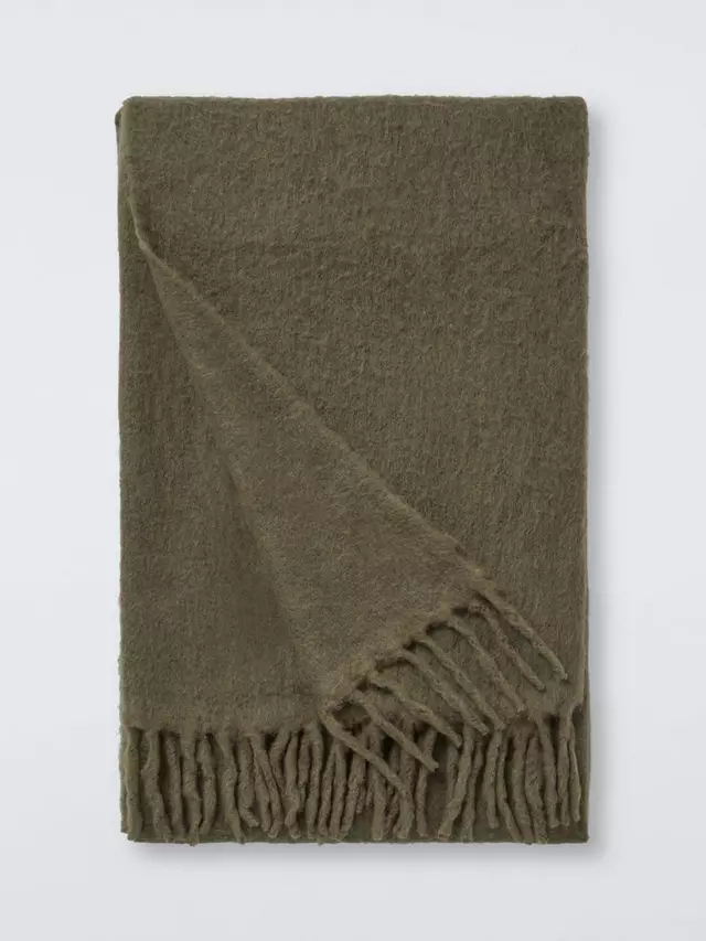

Плед John Lewis Mohair Effect Plain, оливковый