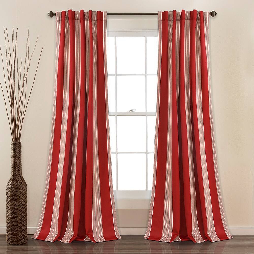

Комплект из 2 затемняющих оконных штор Lush Decor Julia Stripe для комнаты — 52 x 84 дюйма, красный