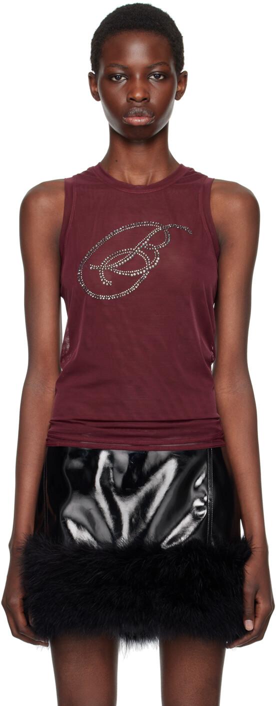 

Майка с монограммой B и стразами Blumarine, Burgundy