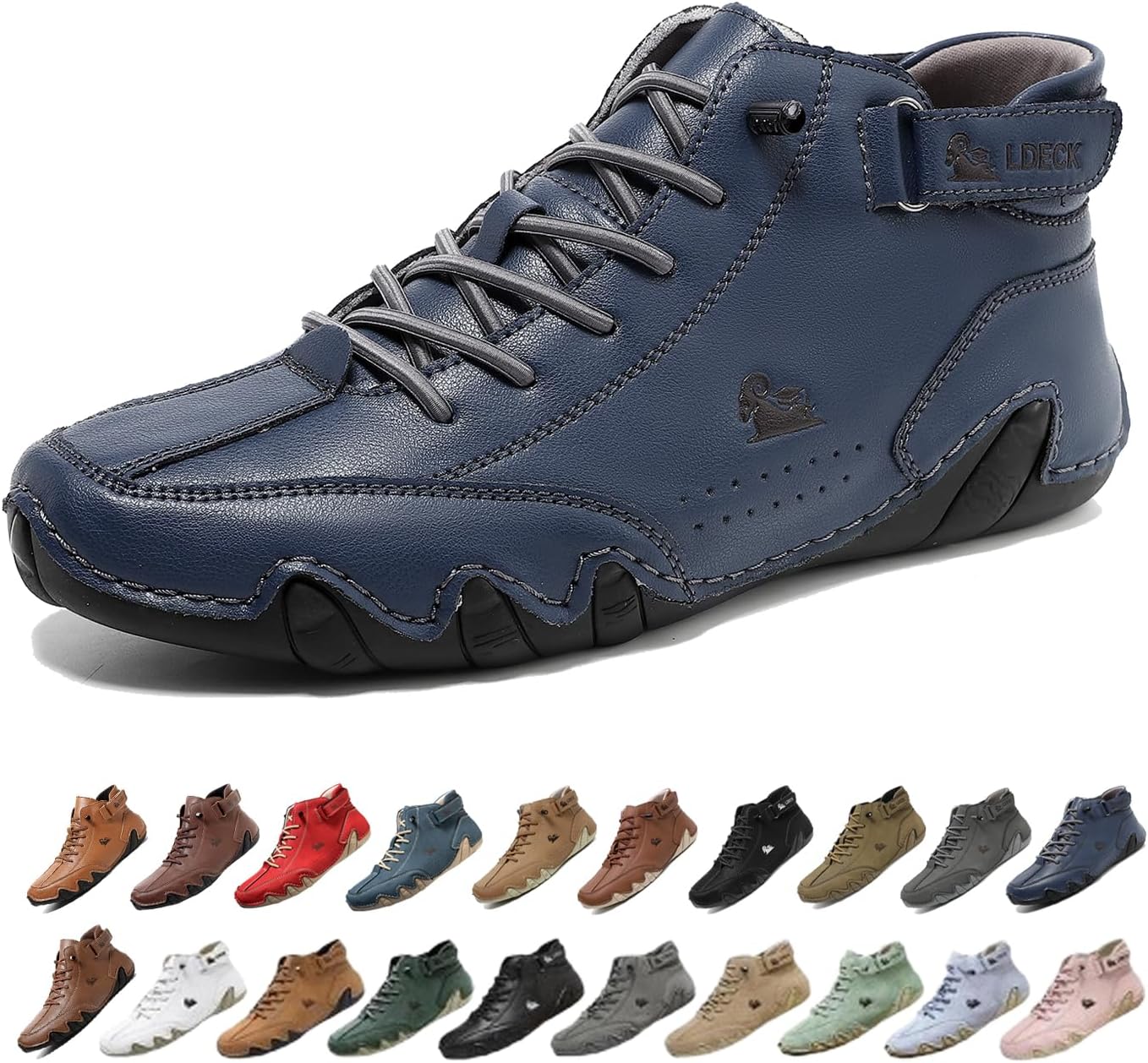 

Мужские водонепроницаемые дышащие высокие ботинки-чукка ручной работы, нескользящие, для походов, вождения, кемпинга, легкие босоножки на все сезоны Generic, темно-синий