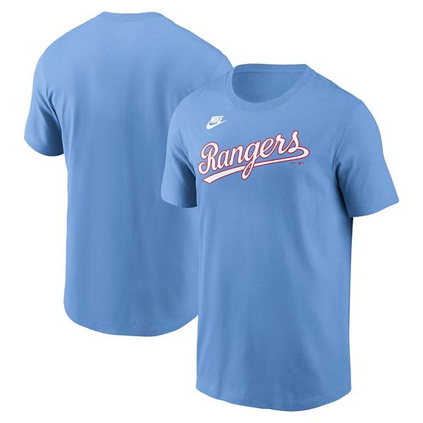 

Мужская футболка Texas Rangers Cooperstown Wordmark светло-голубого цвета Nike