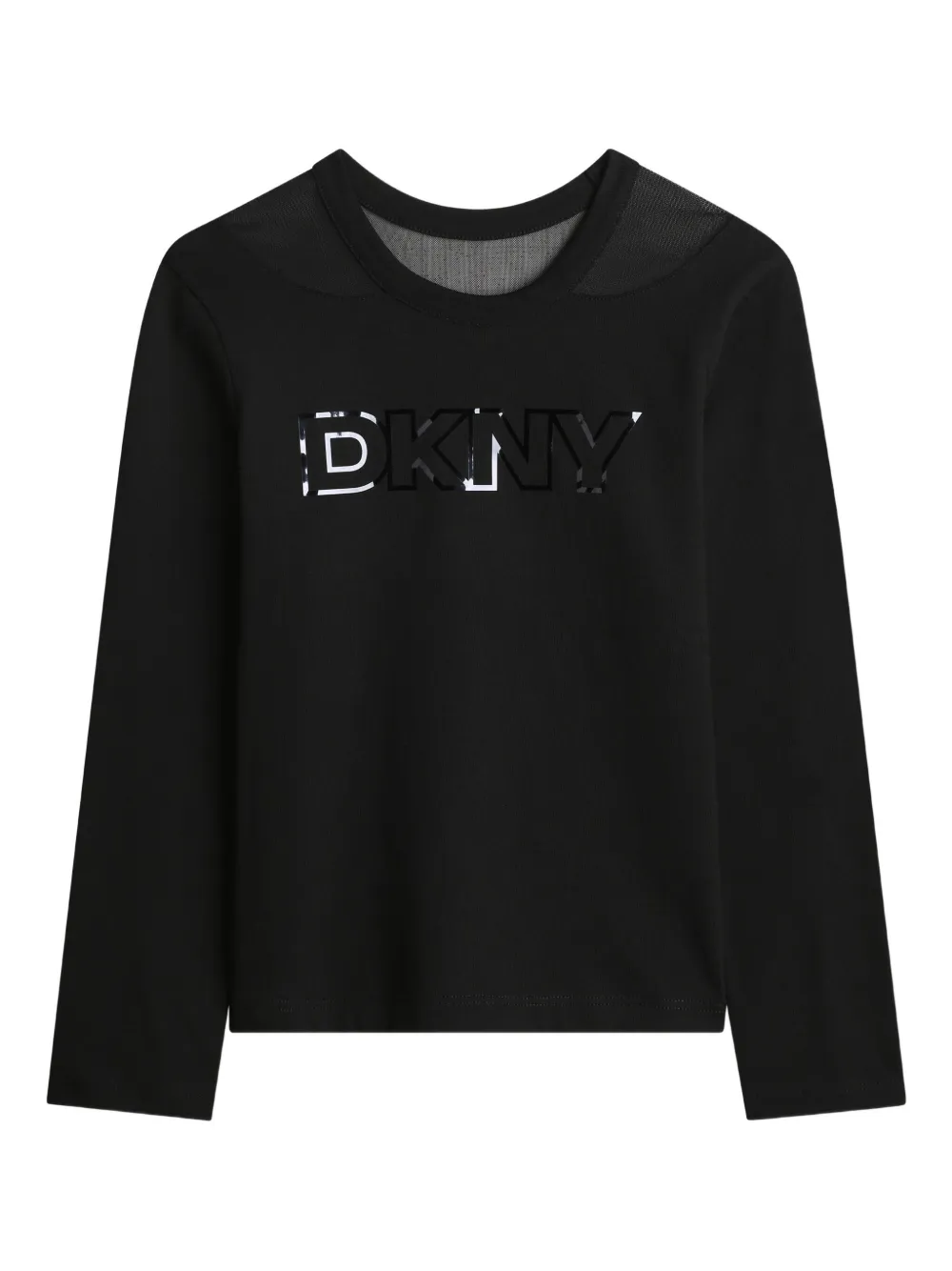 

Футболка с сетчатыми вставками и логотипом Dkny Kids, черный