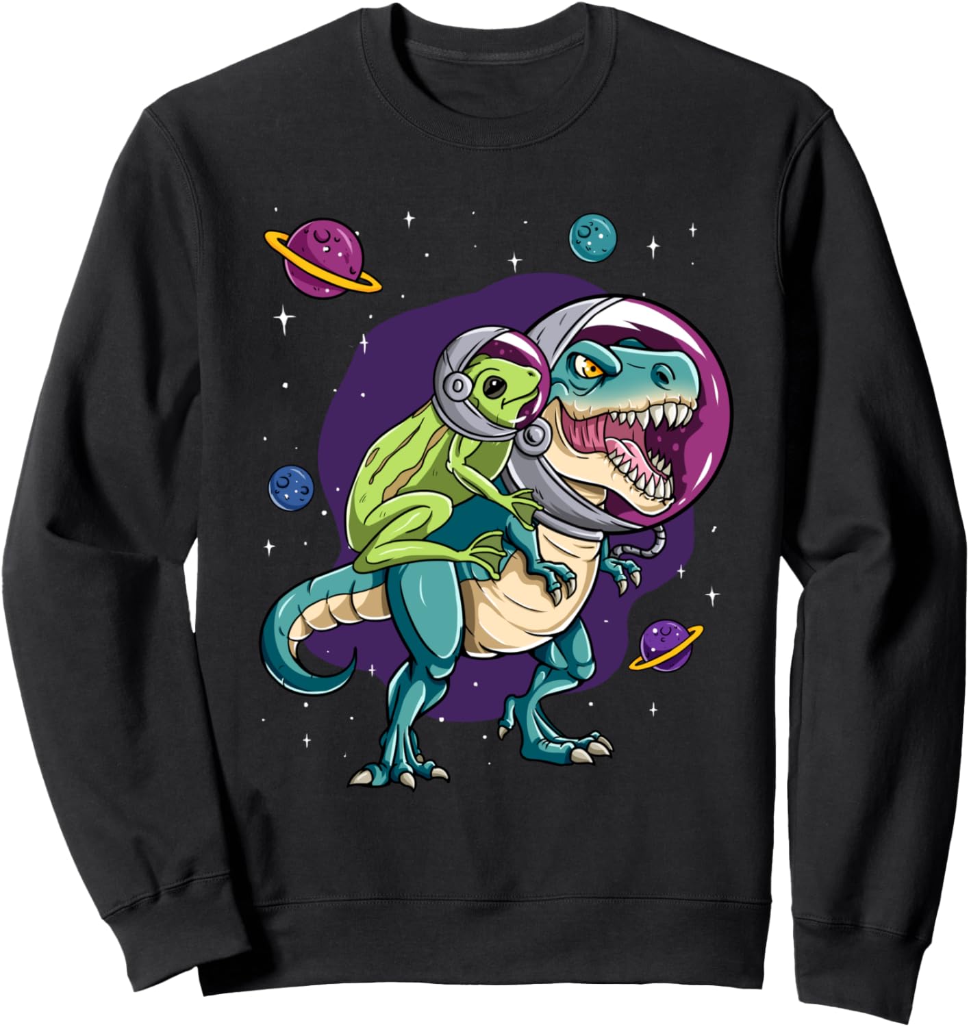 

Толстовка с изображением динозавра Тираннозавра Рекса, космической планеты и сверкающей лягушки Check Out My Frog Shirts, черный