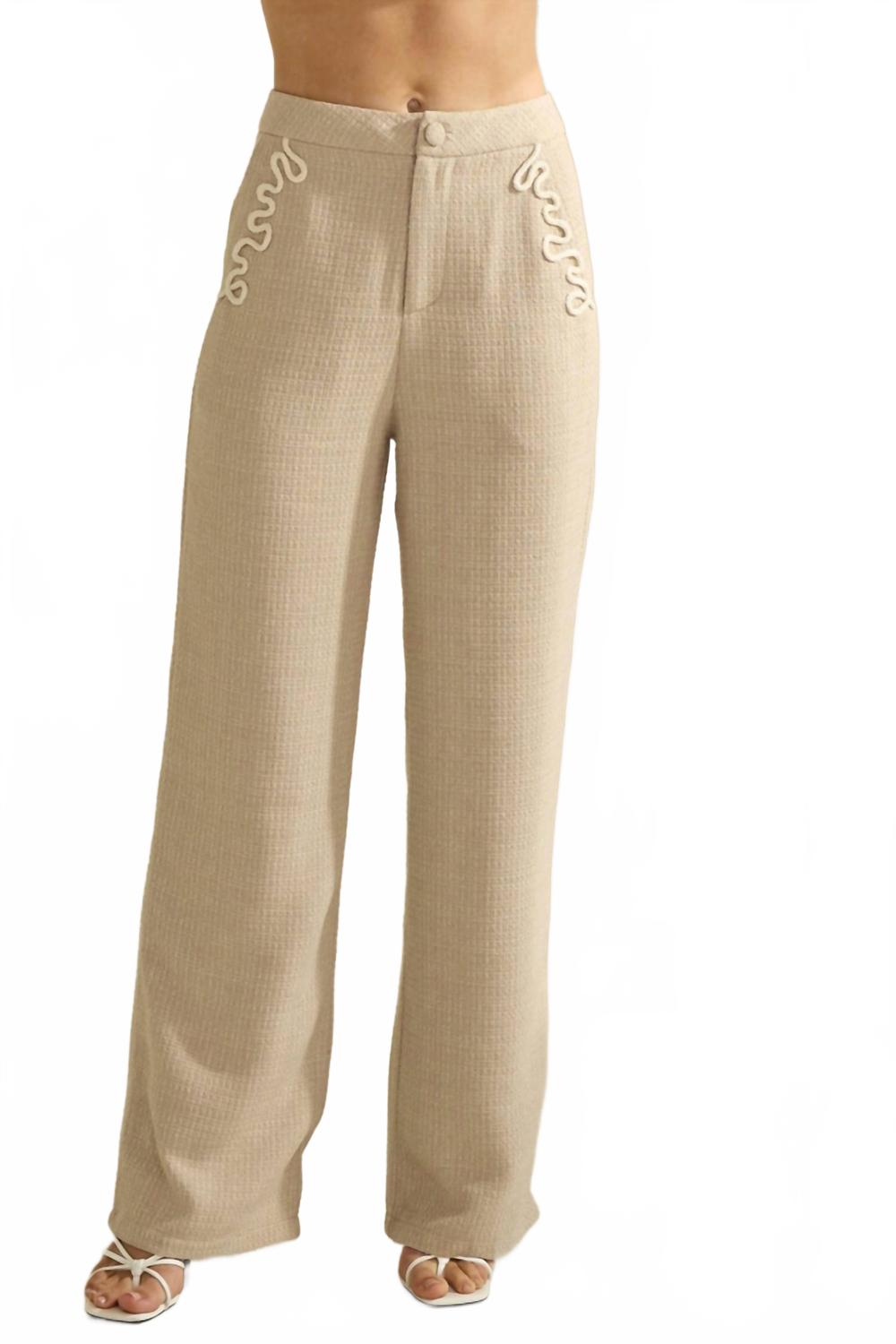 

ABLE Твидовые брюки с плетеной отделкой, цвет тауп