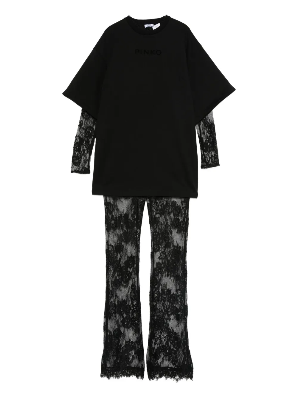 

Комбинезон с кружевной вставкой Pinko Kids, черный