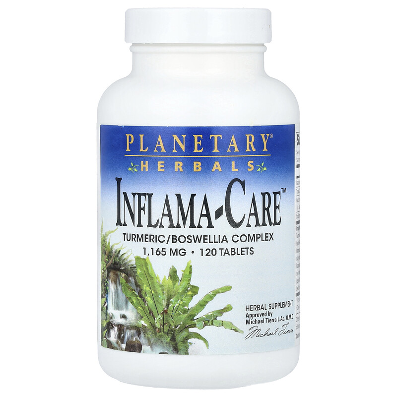 

Planetary Herbals, Inflama-Care , комплекс из куркумы и босвеллии, 120 таблеток