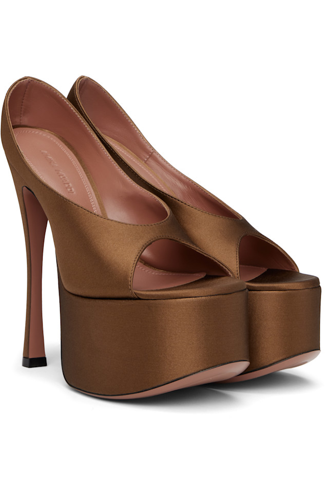 Босоножки Anok на платформе с каблуком Amina Muaddi, цвет satin mocha — фото 4