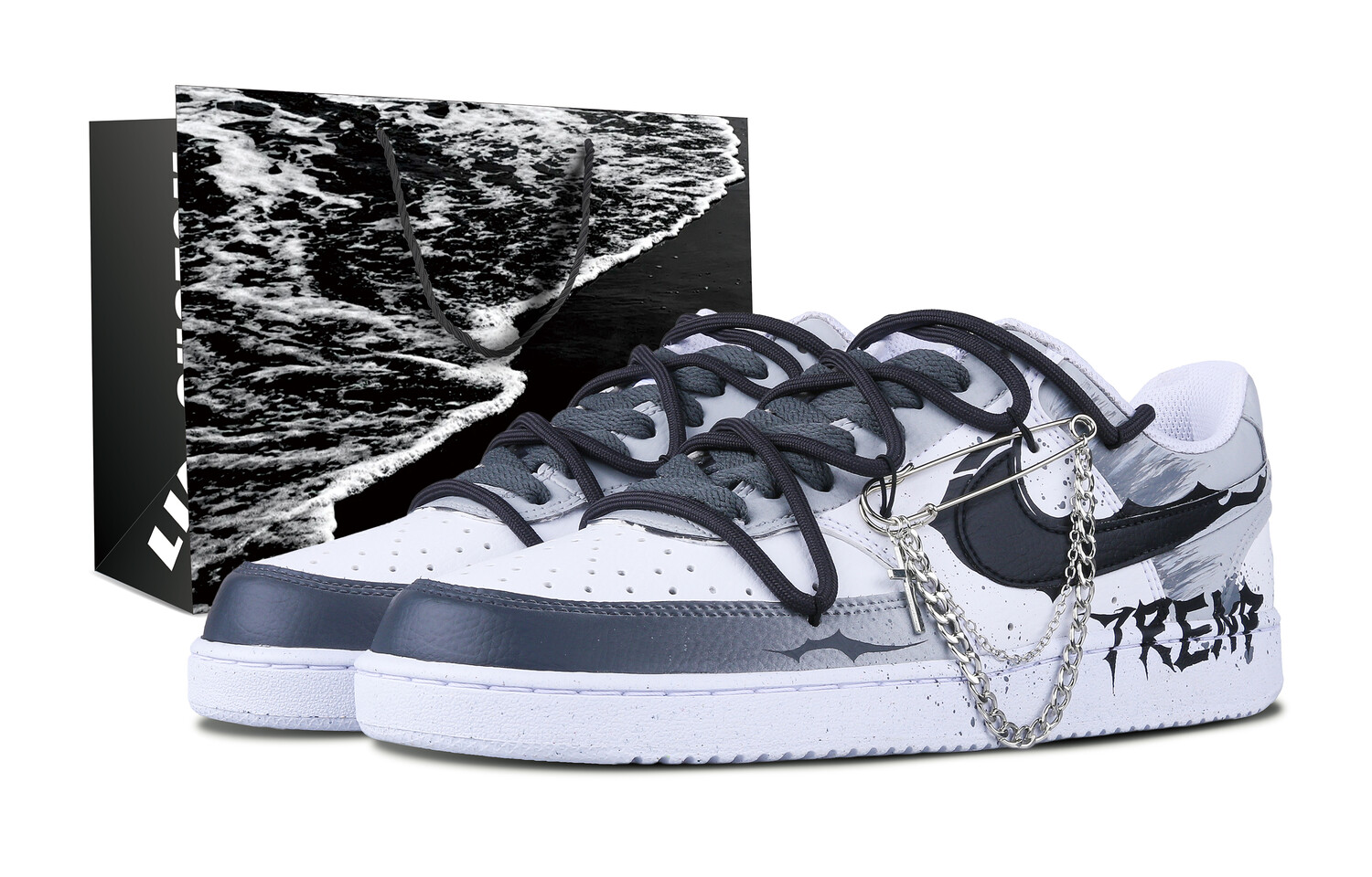 

Кроссовки Nike Court Vision 1 Skateboarding Shoes Women's Low-top Gray, черный