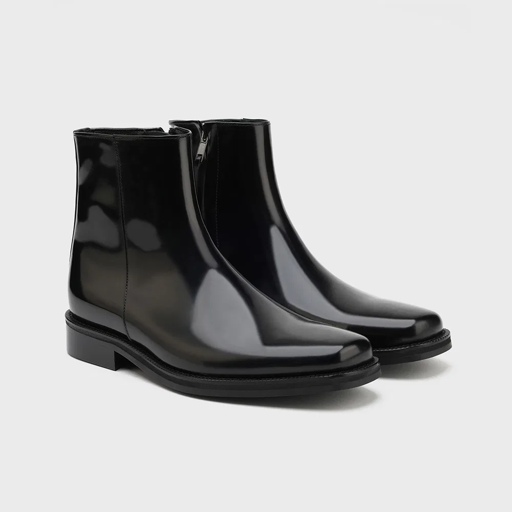 Мужские чёрные ботильоны на молнии Minimal Semi Square Line от Firenze.A