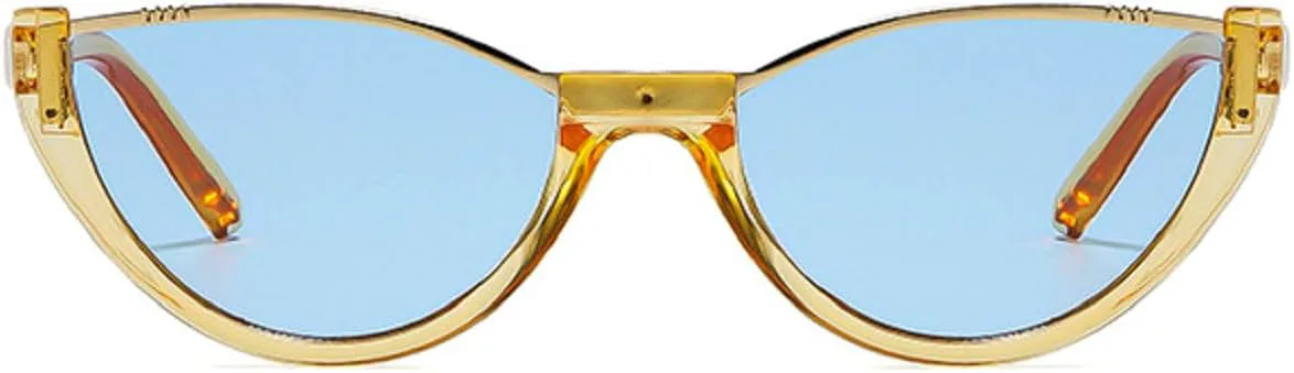 

Ретро-солнцезащитные очки «кошачий глаз» для модных женщин, винтажные, маленькие, милые, конфетного цвета, защита от УФ-излучения UV400 mincl, Orange Blue