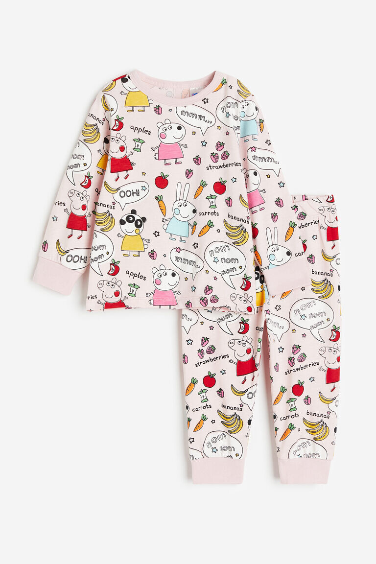 

Хлопковая пижама с принтом H&M, розовый
