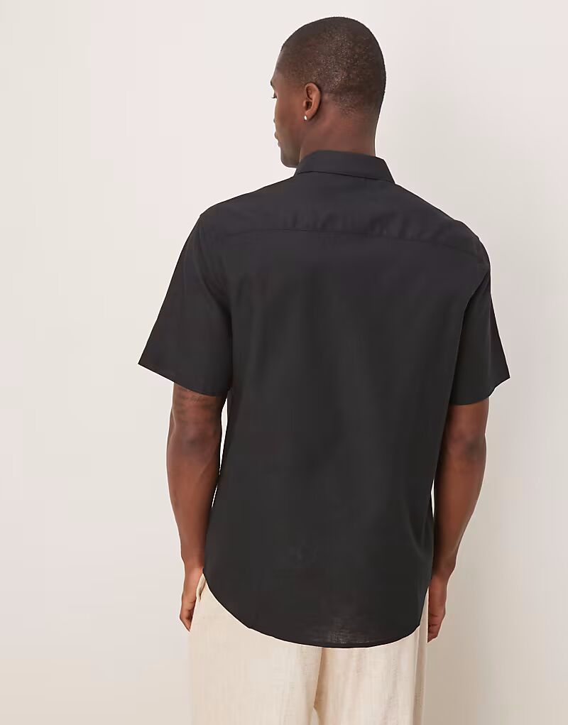 

Строгая рубашка из льняной смеси ASOS DESIGN черного цвета