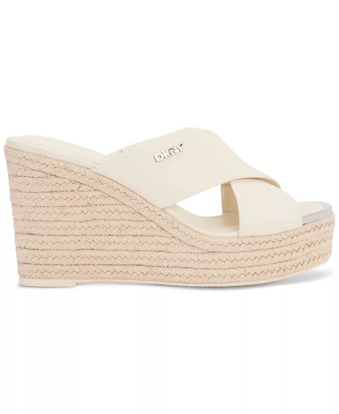 Женские сандалии Maryn Crossband Espadrille на платформе и танкетке DKNY, коричневый/бежевый — фото 2