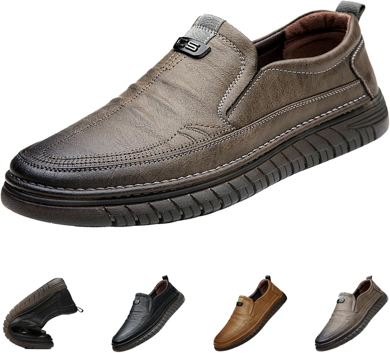 

Мужские лоферы VIFOCUS, слипоны на каждый день из кожи, легкие, комфортные, с подошвой против скольжения, мягкой подошвой, для работы, вождения и прогулок, серый