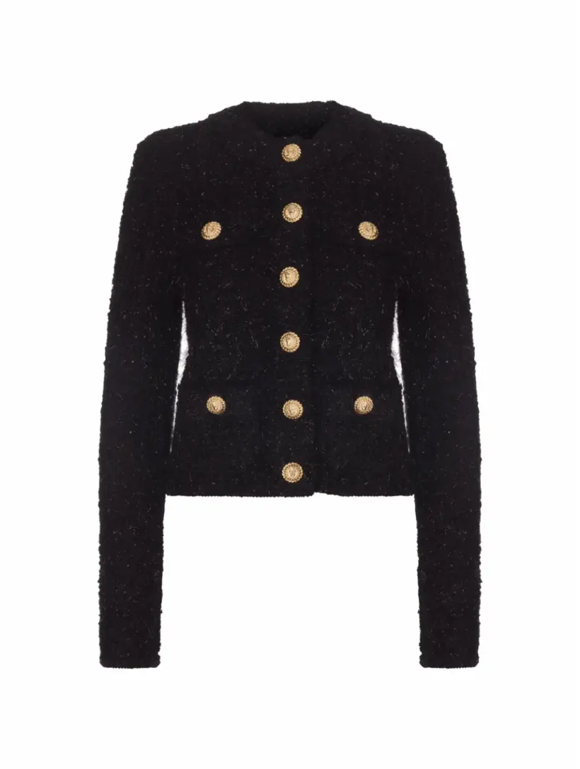 

Твидовый жакет с люрексом Balmain, черный