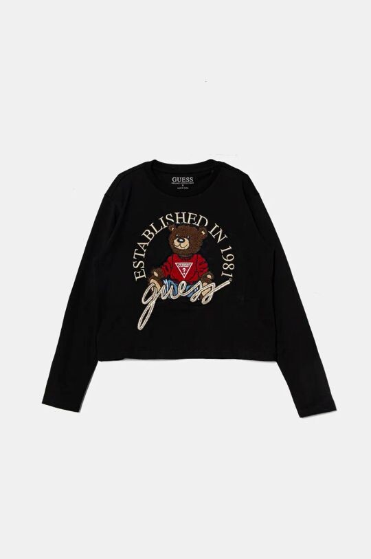 

Детская хлопковая рубашка с длинным рукавом Guess, черный